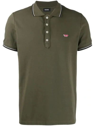 Diesel Logo Patch Polo Shirt In Green