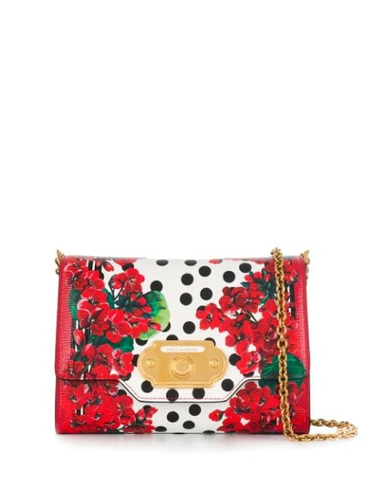 Dolce & Gabbana Floral Print Crossbody Bag In Red