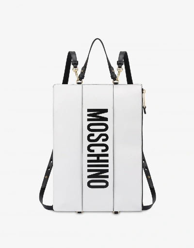 Moschino Leather Clutch Backpack 38297 In White