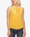 Vince Camuto Gathered-neck Keyhole Top In Dandelion