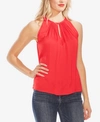 Vince Camuto Gathered-neck Keyhole Top In Crimson Red