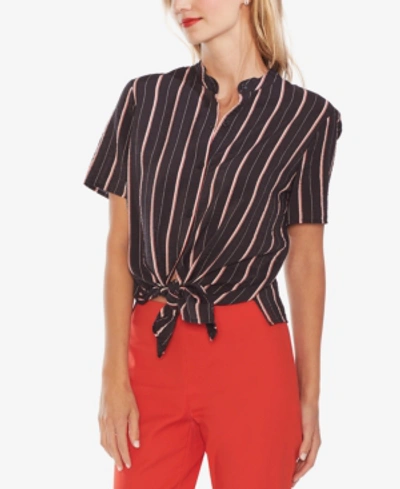 Vince Camuto Stripe Button Front Shirt In Rich Black