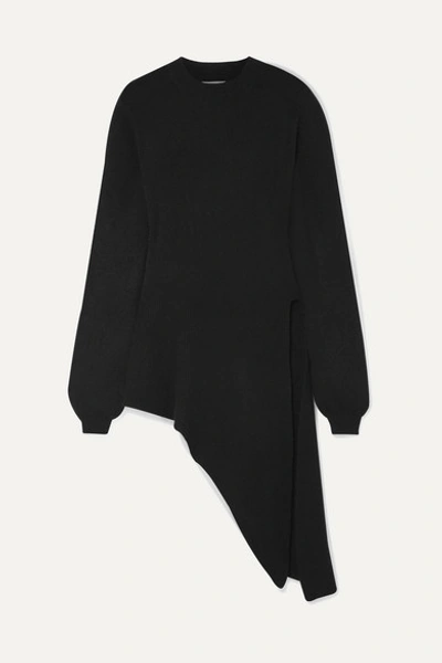 Khaite Esme Asymmetrical Stretch Cashmere Sweater In Black
