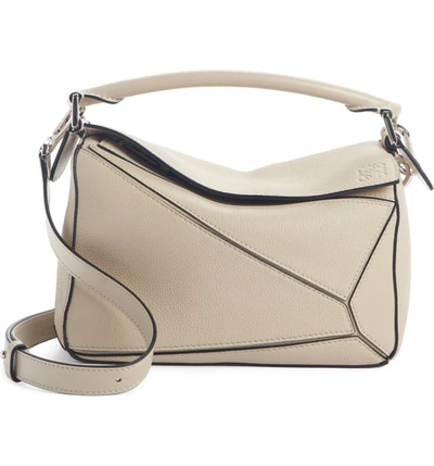 Loewe Small Puzzle Leather Shoulder Bag In Light Oat