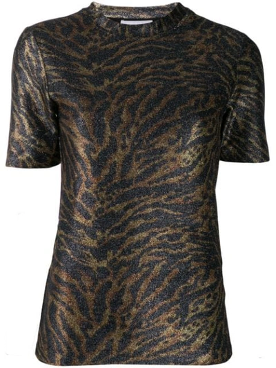 Ganni Tiger Print Knitted Top - 金色 In Gold,silver