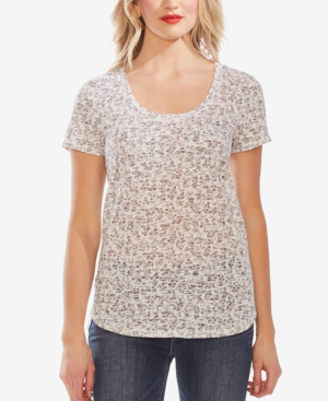 Vince Camuto Shadow Etching Burnout Tee In New Ivory | ModeSens