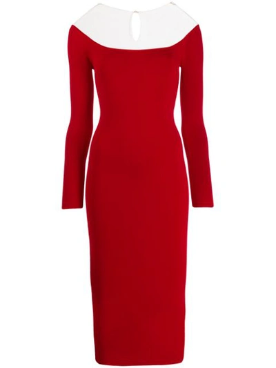 Alexander Wang Long Sleeve Illusion Neck Body-con Sweater Dress In Red