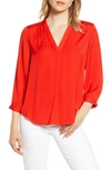 Vince Camuto Rumple Fabric Blouse In Crimson Red