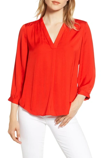 Vince Camuto Rumple Fabric Blouse In Crimson Red