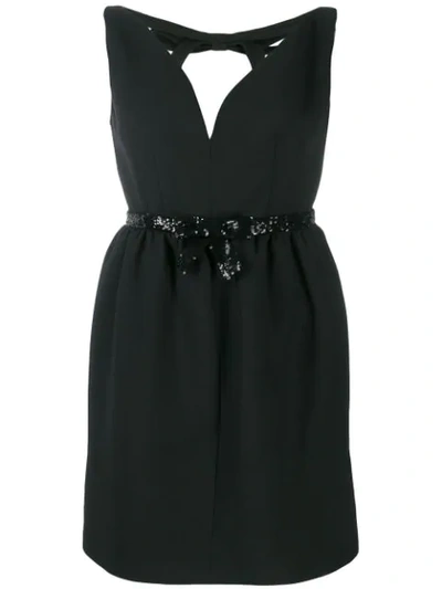 Miu Miu Sequin-embellished Belted Mini Dress In Black