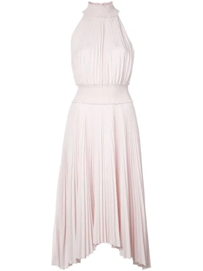 A.l.c Renzo B High-neck Pleated Midi Dress In Pale Pink
