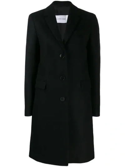 Calvin Klein Single-breasted Coat In Black