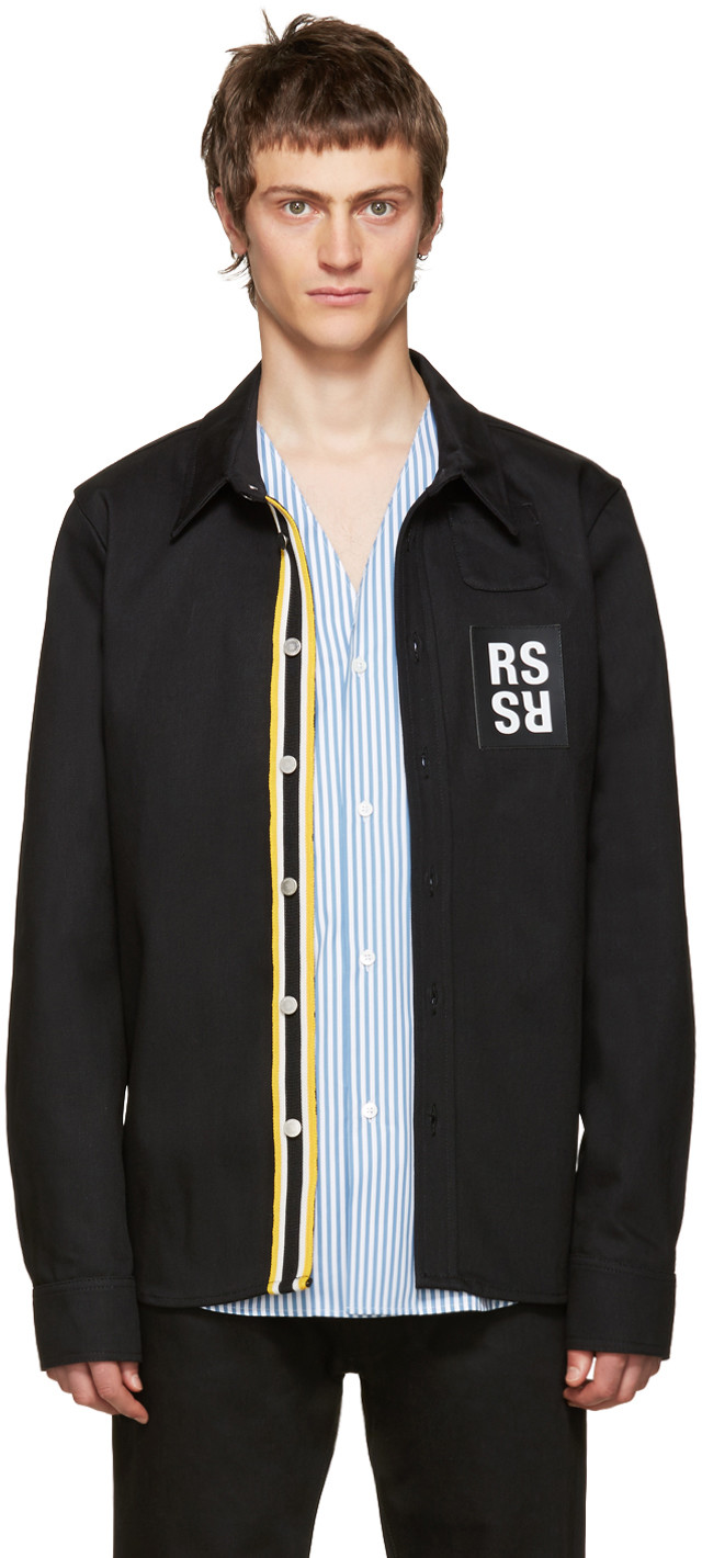 raf simons patch denim shirt