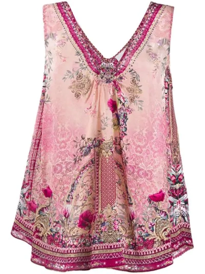 Camilla Printed Sleeveless Blouse In Pink