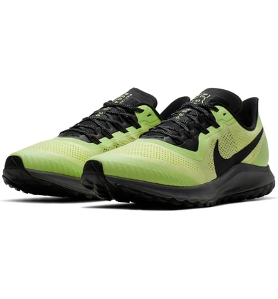 Nike Air Zoom Pegasus 36 Trail Running Shoe In Luminous Green/ Burgundy