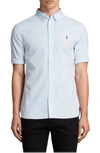 Allsaints Redondo Half Sleeve Slim Fit Button-down Shirt In Light Blue