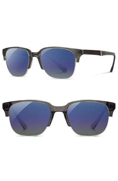 Shwood 'newport' 52mm Polarized Sunglasses In Charcoal/ Elm/ Blue