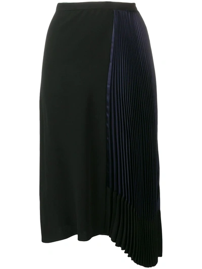 Marni Women's Asymmetric Pleated Midi Skirt In Black - Blue