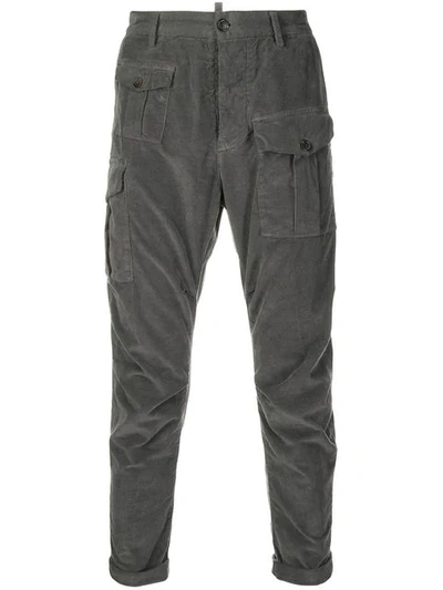 Dsquared2 Corduroy Tapered Trousers In Grey