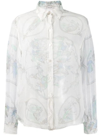 Pre-owned Hermes  Lace Organza Shirt In White