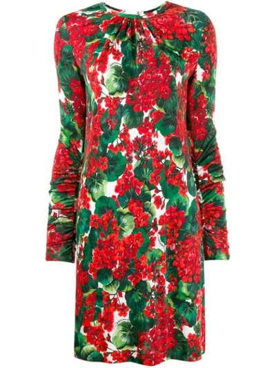 Dolce & Gabbana Short Portofino-print Viscose Dress In Red,green,white