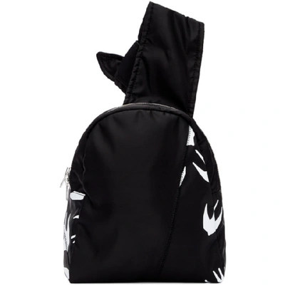 Mcq By Alexander Mcqueen Mcq Alexander Mcqueen Black Knotted Swallow Sling Backpack In 1006 Blk/wh