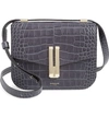 Demellier Vancouver Croc Embossed Leather Crossbody Bag In Grey Mock Croc