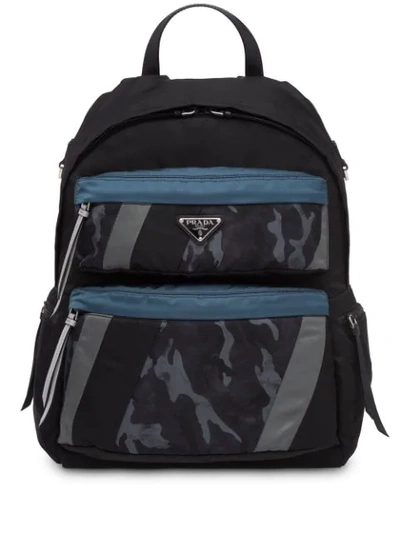 Prada Black & Blue Camouflage Backpack