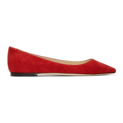 Jimmy Choo Red Suede Romy Flats In Red*