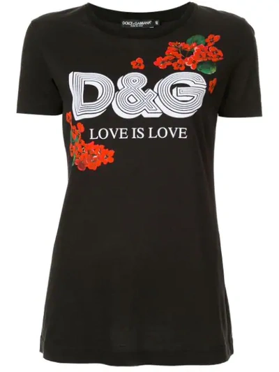 Dolce & Gabbana D & G Is Love Cotton T-shirt In Black