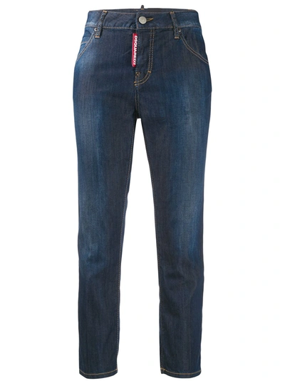 Dsquared2 Cropped Girlfriend Fit Jeans In Blue