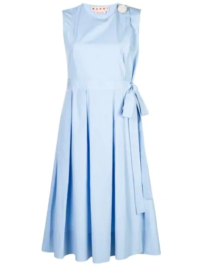 Marni Sleeveless Pleated Dress In Blue