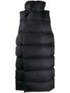 Rick Owens Puffer-style Long-line Gilet In Black