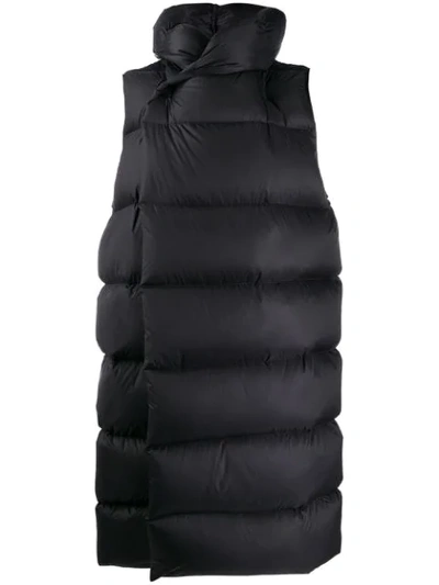 Rick Owens Puffer-style Long-line Gilet In Black