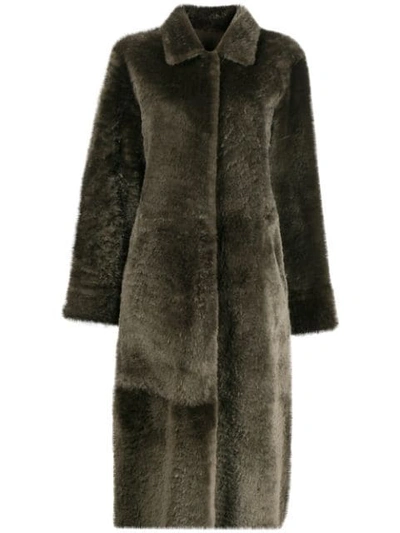 Liska Oversized Fur Coat - 绿色 In Military Green