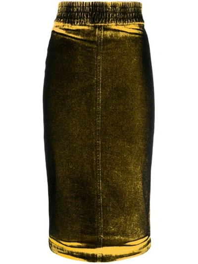 N°21 Faded Effect Pencil Skirt In Yellow
