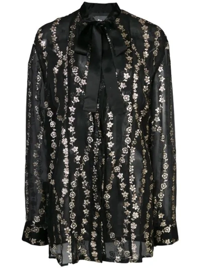 Haider Ackermann Floral Embroidery Sheer Blouse In Black