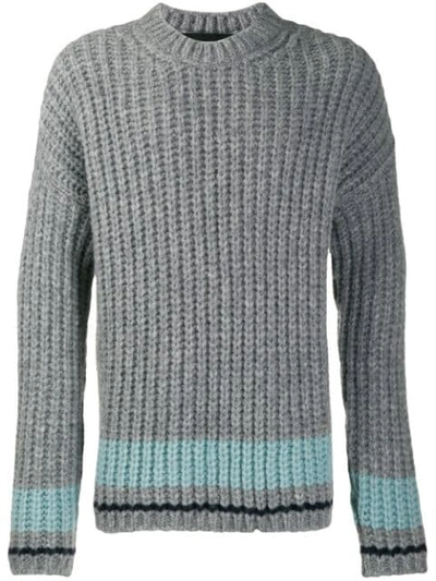 Dsquared2 Striped Chunky Knit Jumper In Grey