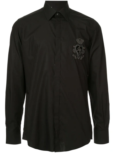 Dolce & Gabbana Logo Heart Patch Shirt In Black