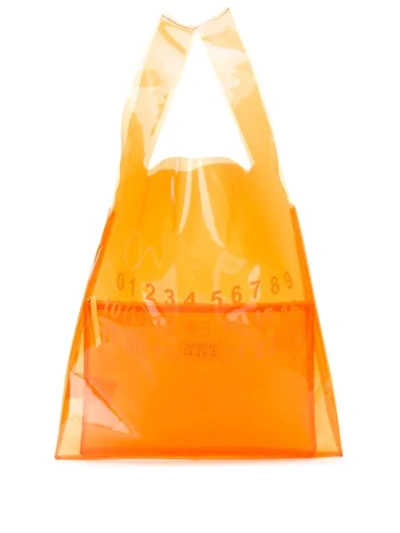 Maison Margiela Transparent Logo Tote In Orange