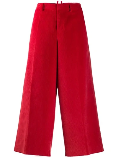 Dsquared2 Cropped Corduroy Trousers In Red