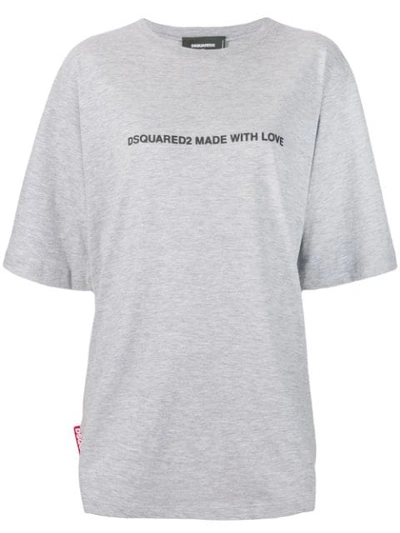Dsquared2 Oversized Made With Love T-shirt In Grey