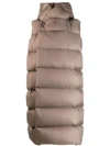 Rick Owens Puffer-style Long-line Gilet In 34 Dust