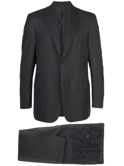 Brioni Pinstriped Wool Suit In Charcoal Pinstripe
