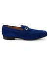 Corthay Cannes Suede Bit Loafers In Electric Blue