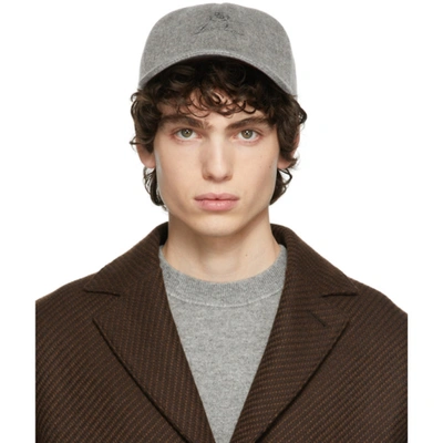 Loro Piana Logo-embroidered Storm System Baby Cashmere Baseball Cap In Flannel Mélange