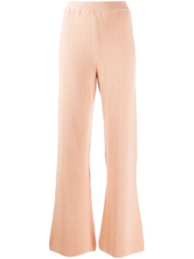 Nanushka Leba Cropped Ribbed-knit Straight-leg Pants In Apricot