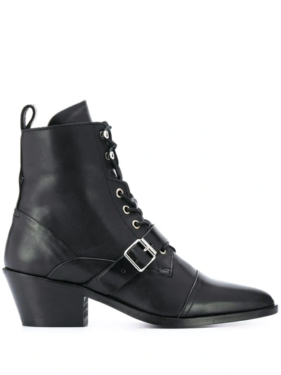 Allsaints Womens Black Katy Heeled Leather Boots 7