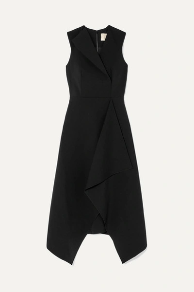 Dion Lee Folded Sail Draped Stretch-cady Midi Dress In Black