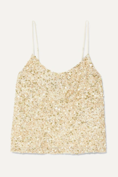 Retroféte Sandra Sequined Chiffon Camisole In Bronze